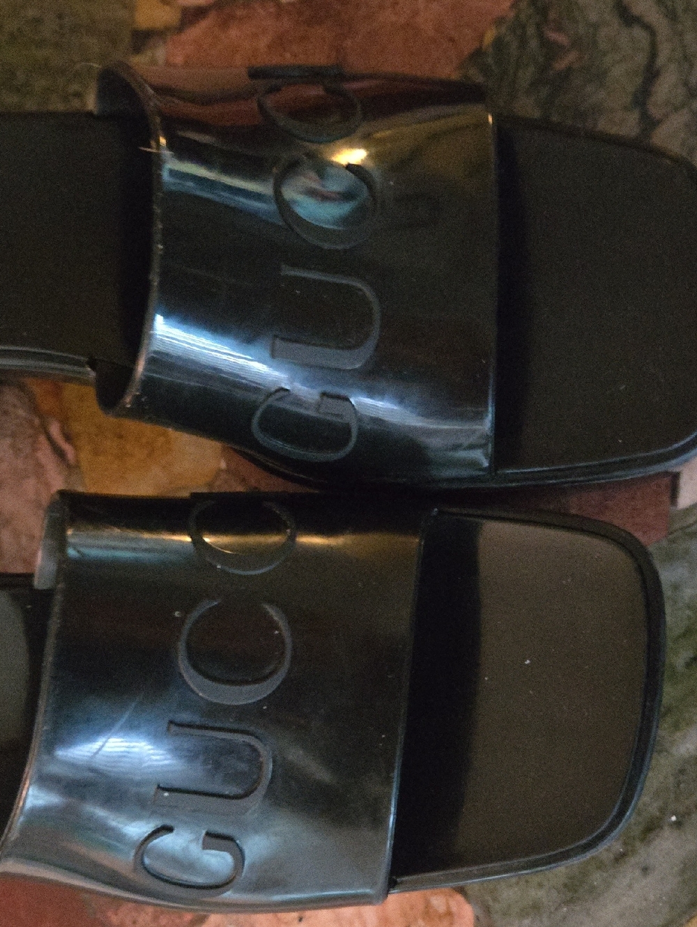 Gucci Black Patent Jelly Rubber Slide Mules with Embossed Gucci EUC 38 - Picture 4 of 5